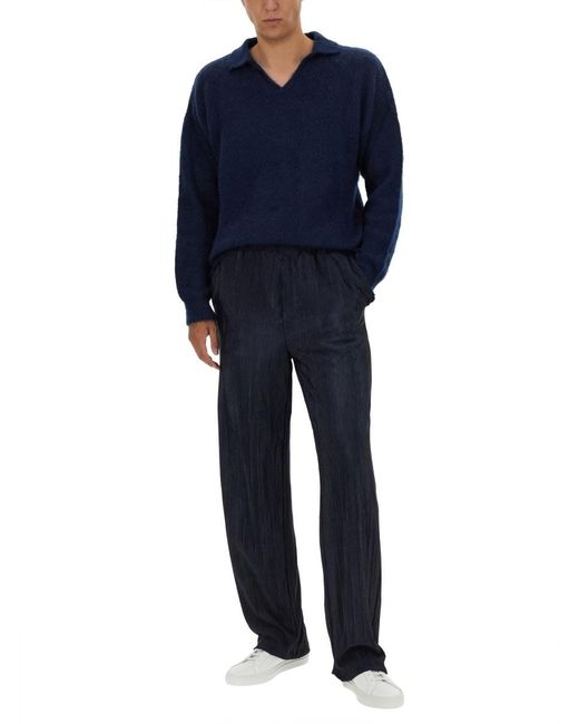 FAMILY FIRST Blue Knitted Polo for men