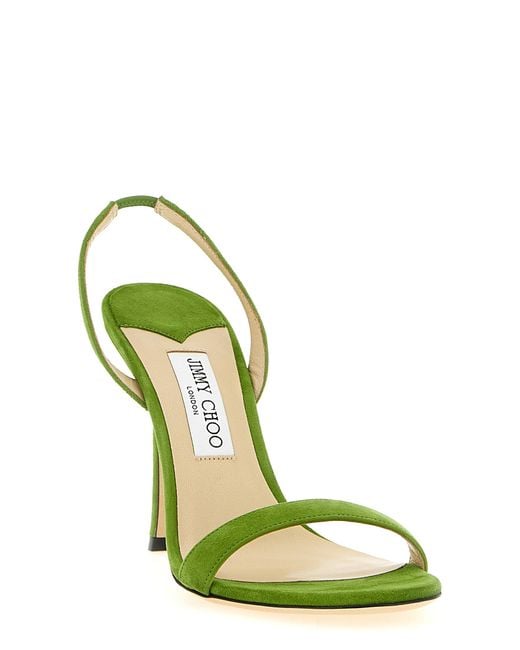 Jimmy Choo Green Leather Stiletto Heel Sandals
