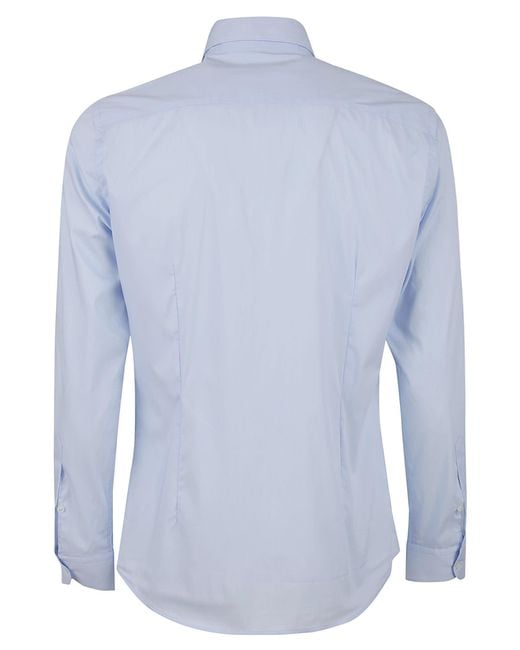 Fay Blue Cotton Stretch Shirt for men