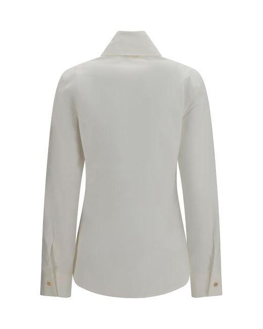 Khaite Gray Ivy High-Neck Shirt Cotton