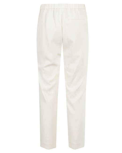Theory White Treeca Pull-On Tailored Pants