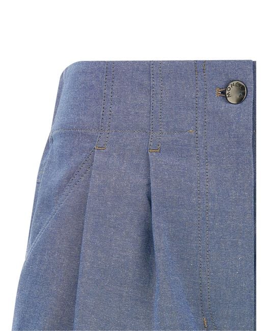 Moncler Blue Chambray Cotton Shorts