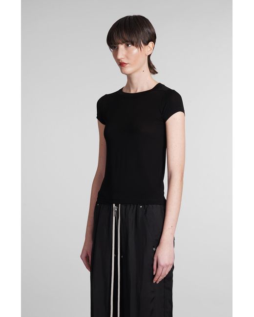 Rick Owens Cropped Level T T-shirt In Black Polyamide Polyester