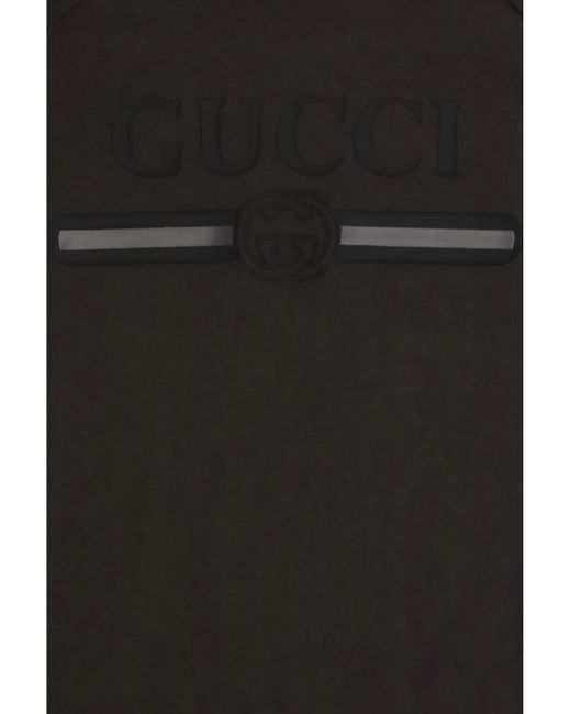 Gucci Black Logo T-Shirt For Boy Cotton T-Shirts