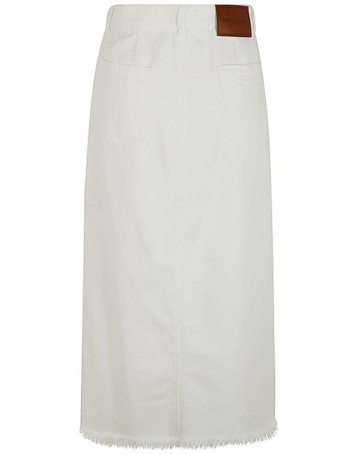 Antonelli White Iago Denim Skirt With Slit