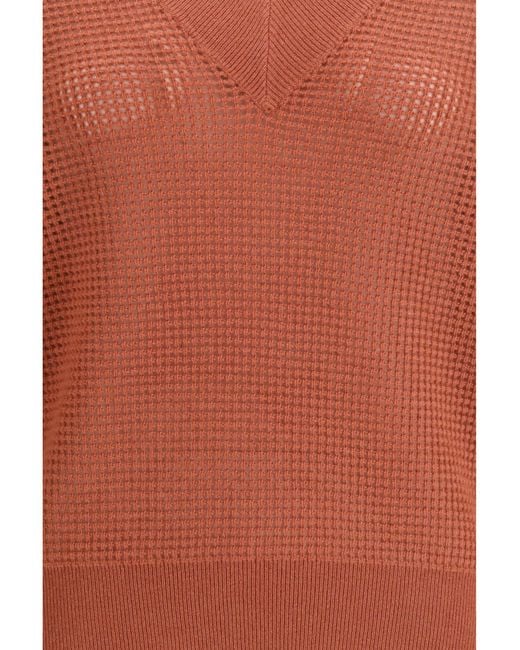 Brunello Cucinelli Orange Cashmere Net Sweater Kashmir/Capra Hircus