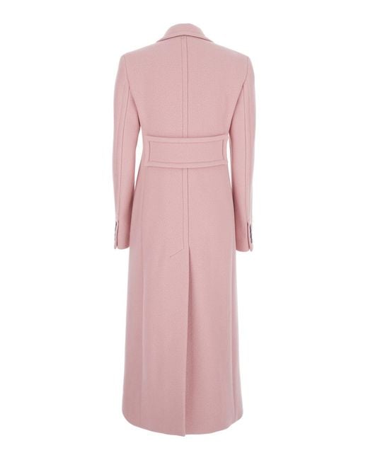 Sportmax Pink Virgin Wool Double-Breasted Coat