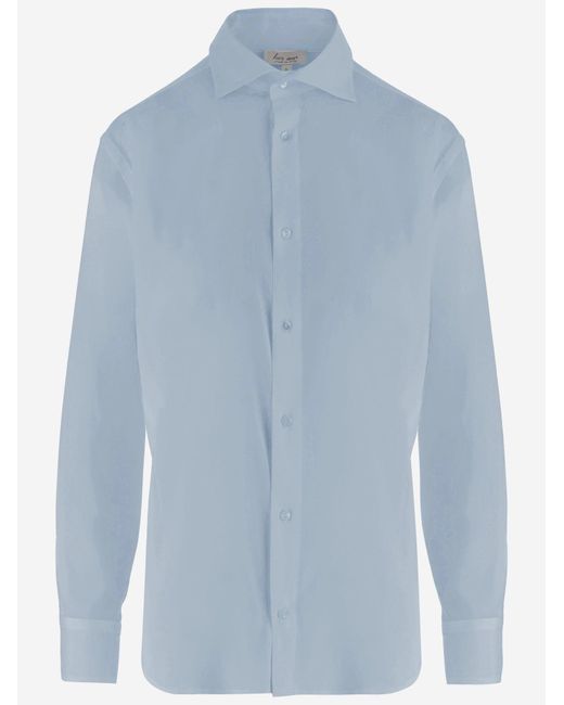 HER SHIRT HER DRESS Blue Stretch Silk Shirt Ludovica