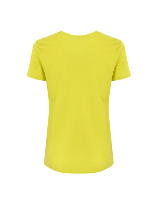 Max Mara Studio Yellow Cotton T-Shirt With Lappole Feathers