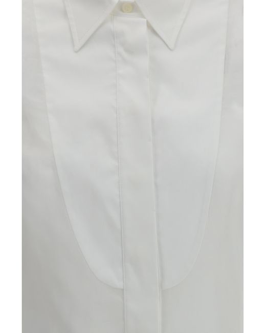 Brunello Cucinelli Gray Lantern Sleeve Blouse Cotton Shirt