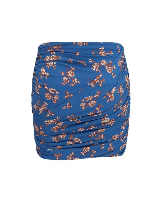 Magda Butrym Blue Draped Floral-Print Swim Mini Skirt Polyamide; Elastane