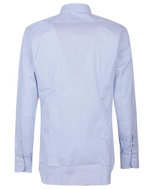 Barba Napoli Blue Long Sleeve Neck Shirt for men