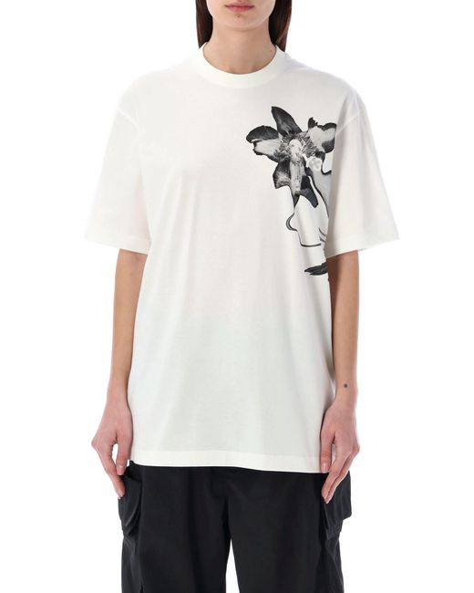 Y-3 White Graphic Print T-Shirt