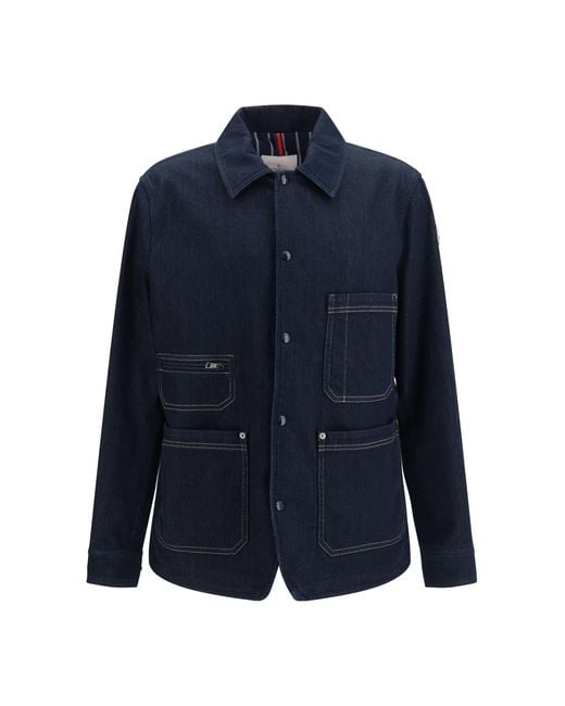 Moncler Blue Haderu Denim Shirt Jacket Cotton; Polyester; Elastane for men