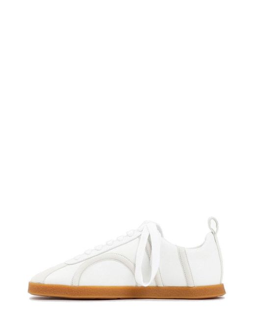 Totême  White Round-Toe Lace-Up Sneakers