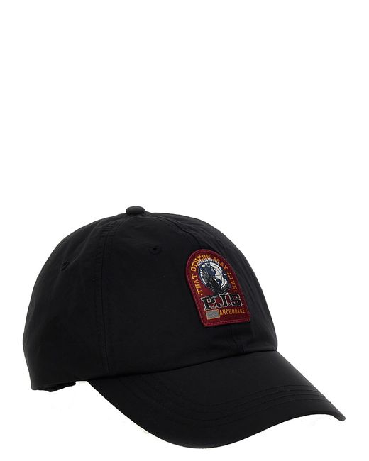 Parajumpers Black Logo Patch Cap Hats for men