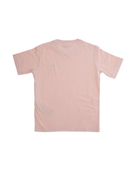 Stone Island Pink T-Shirt With Round Neck And Logo Patch Cotton T-Shirts for men