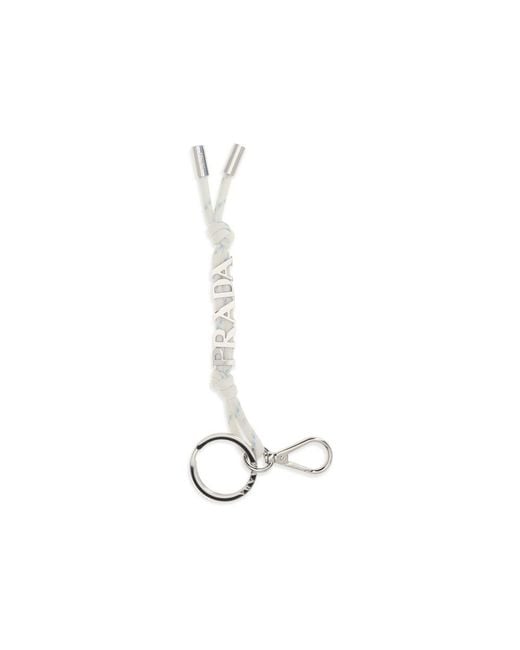 Prada White Recycled Polyamide Keychain Accessory for men