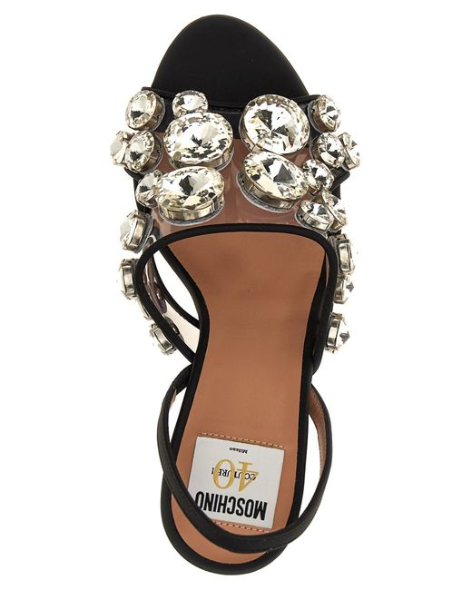 Moschino White Maxi Crystal Slingbacks Sandals