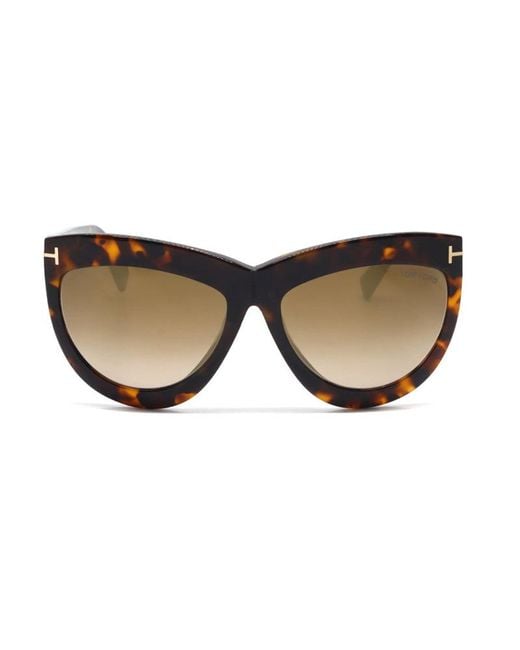 Tom Ford Brown Sunglasses Cat Eye Full Rim, Blonde Havana Frame And Mirror Lens Ft111253G