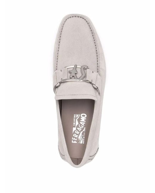 Ferragamo White Ferragamo Peter Logo-Plaque Loafers for men