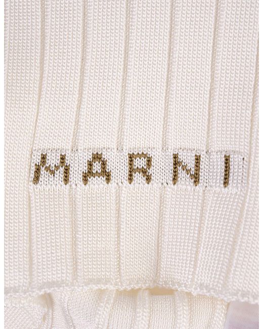 Marni White Ribbed Knit Short Gilet