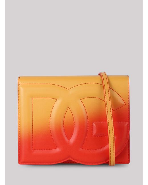 Dolce & Gabbana Orange Dolce & Gabbana Logo-Embossed Ombrè-Print Crossbody Bag