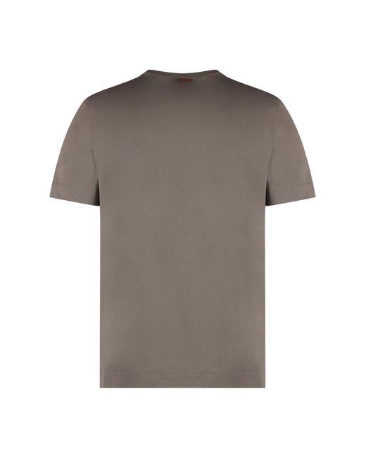 Zegna Brown Cotton Crew-Neck T-Shirt for men