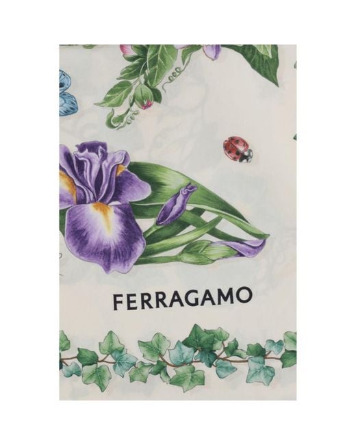 Ferragamo Green Multicolor Silk Scarf