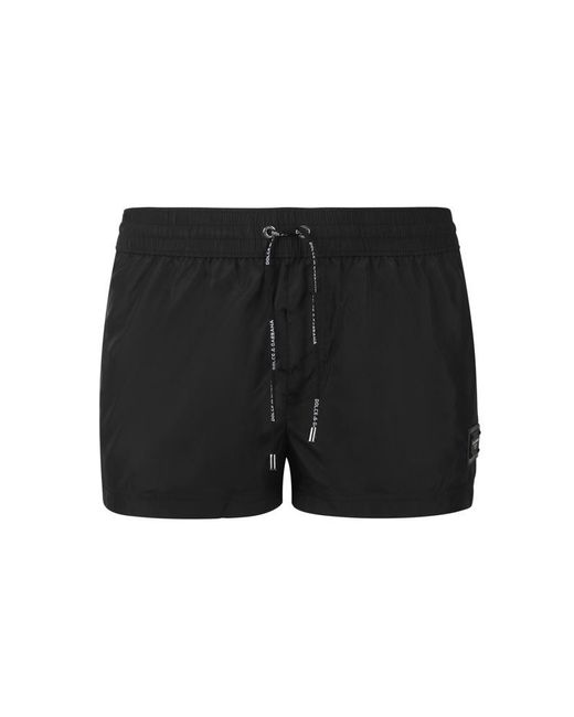 Dolce & Gabbana Black Short Swim Trunks With Dg Patch for men