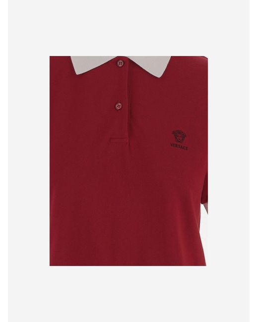 Versace Red Cotton Polo Shirt Tops