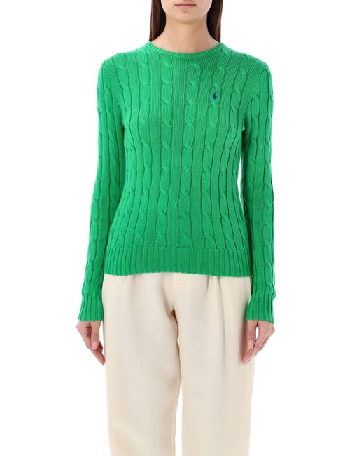 Polo Ralph Lauren Green Cable-Knit Cotton Crewneck Sweater