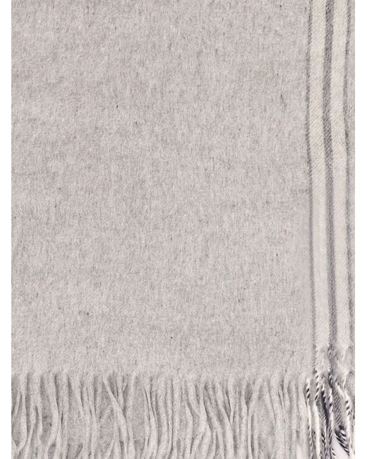 Brunello Cucinelli Gray Silk Scarf for men