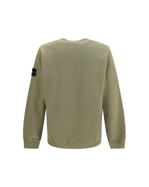Stone Island Green Crewneck Cotton Sweatshirt for men