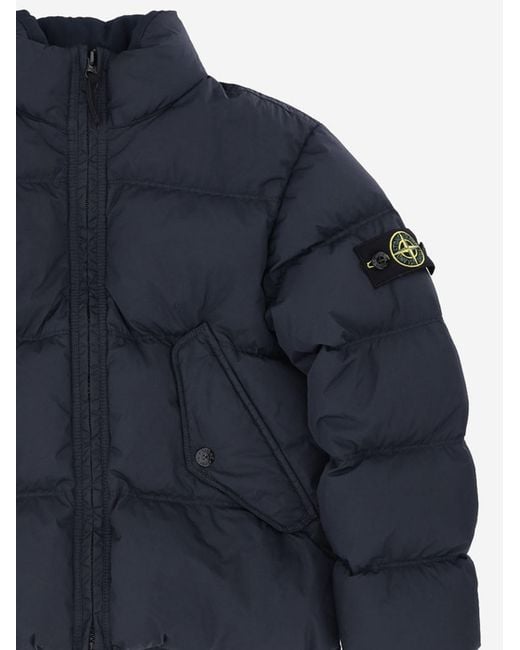 Stone Island Blue Nylon Padded Down Jacket for men