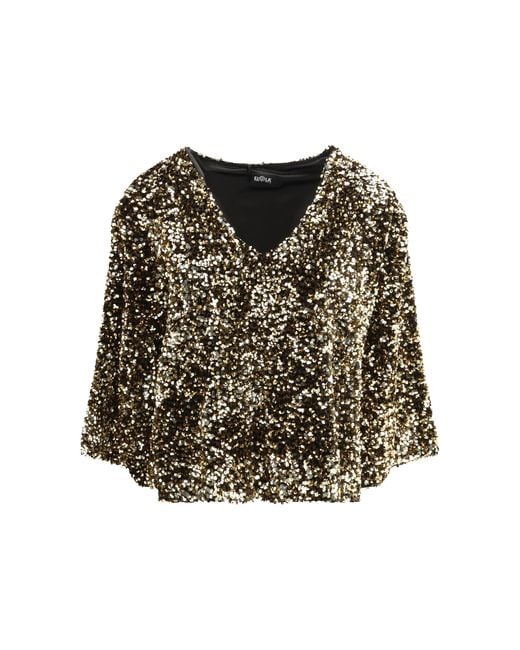 Ella Black Sequined Blouse Polyester Shirt