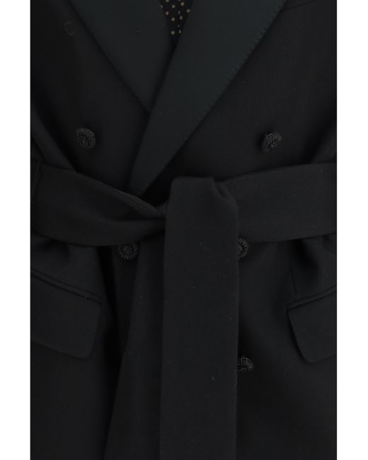 Valentino Black Double-Breasted Virgin Wool Blazer With Belt Outer: Fleece Ovis Aries Blazers E Vests for men