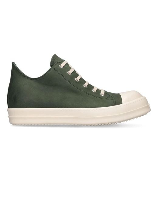 Rick Owens Green Low-top Leather Sneakers for men