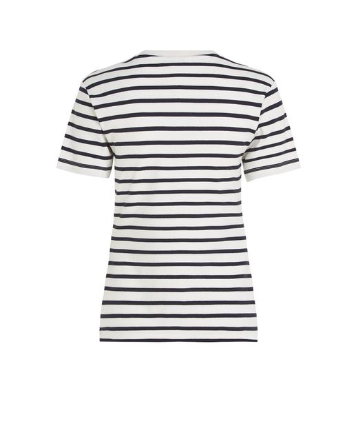 Tommy Hilfiger White Striped T-Shirt With Mini Logo