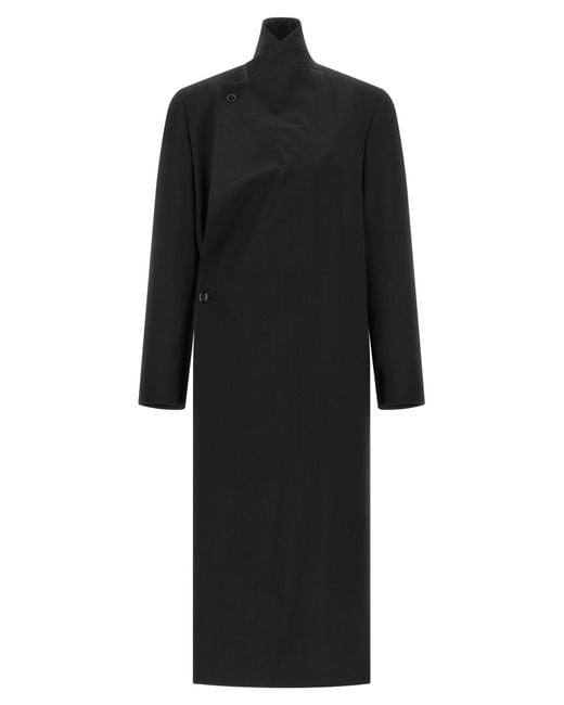 Lemaire Black Wool Coat Clothing