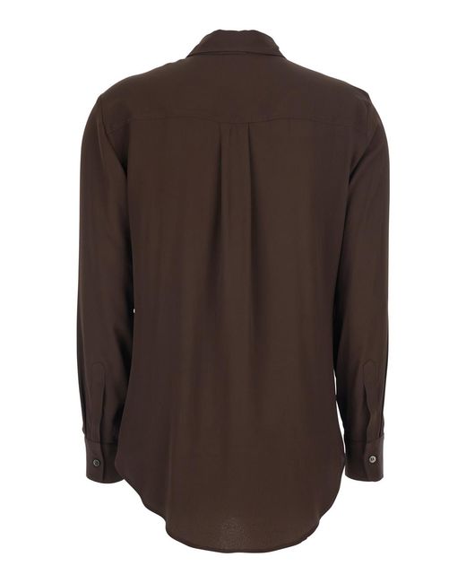 Le Plain Brown Shirt With Applied Pockets On The Front