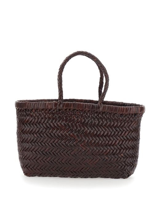 Dragon Diffusion Brown Basket Bag Mini Flat Gora Leather Handbags