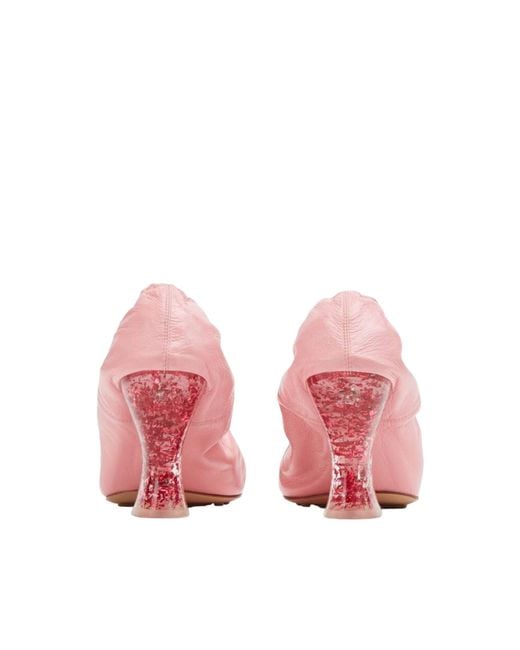 Bottega Veneta Pink Transparent Embellished 75Mm Heel Pumps