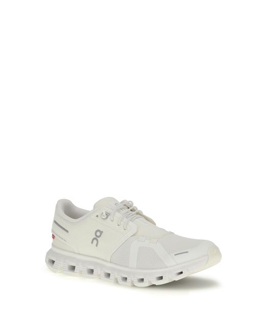 On Shoes White Sneakers Cloud 6 Upper: Recycled Polyester Trainers