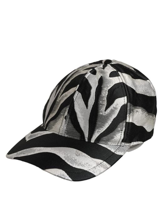 Dolce & Gabbana Black Zebra Pattern Baseball Cap Hat Cotton Elastane for men