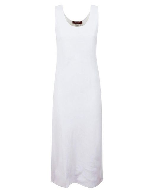 Max Mara White U-Neck Sleeveless Dress