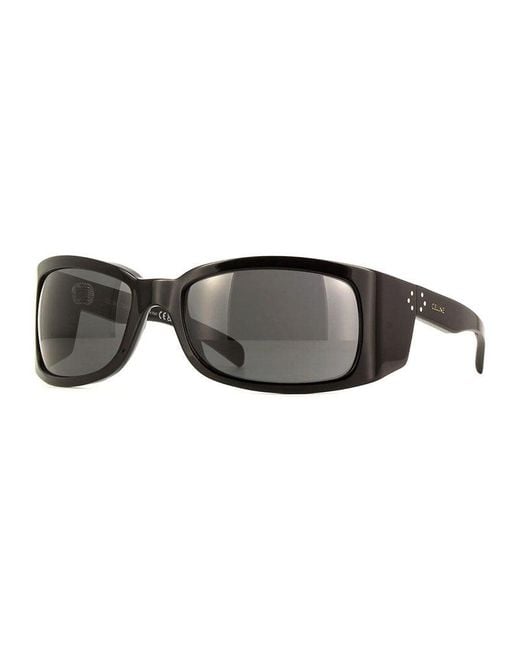 Céline Black Sunglasses Geometric Full Rim, Shiny Frame And Smoke Lens Cl40290I01A for men
