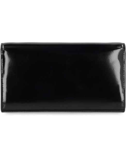 DIESEL Black Leather Wallet On Chain — Cow Hide Clutch Bags