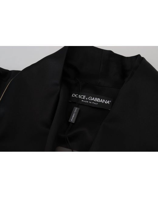Dolce & Gabbana Black 100% Silk Robe Coat Wrap Jacket for men