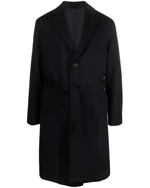 Lardini Black Dark Wool Coat for men